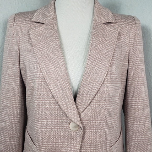 Giorgio Armani Blush Pink White Plaid Tweed Classic...
